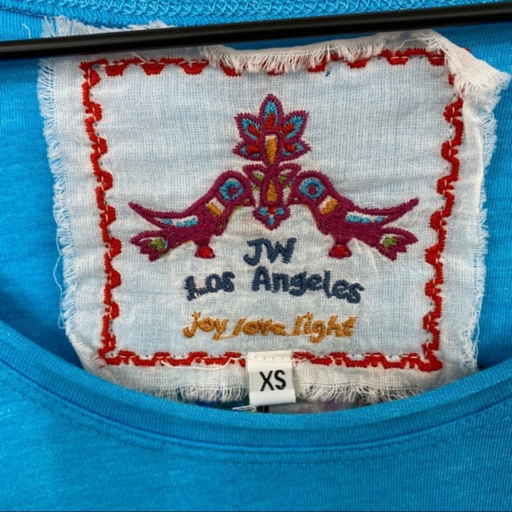 Johnny Was Blue Patchwork Printed Back Flowy Shor… - image 5